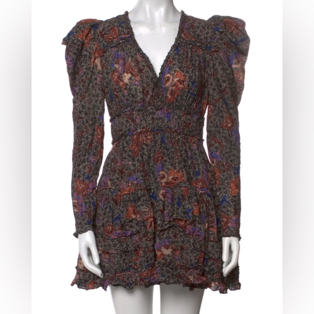 Ulla Johnson Floral Print Long Sleeve Windsor Mini Dress Womens Size Small